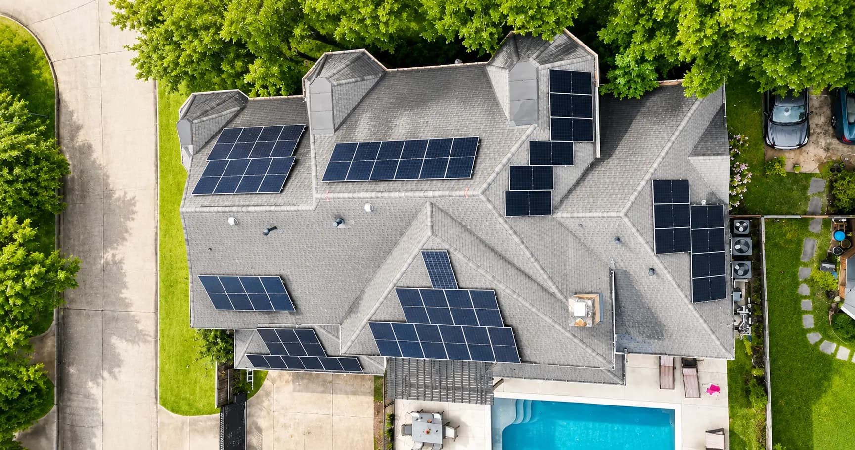 San Antonio Luxury Solar Rooftop Home Aerial View